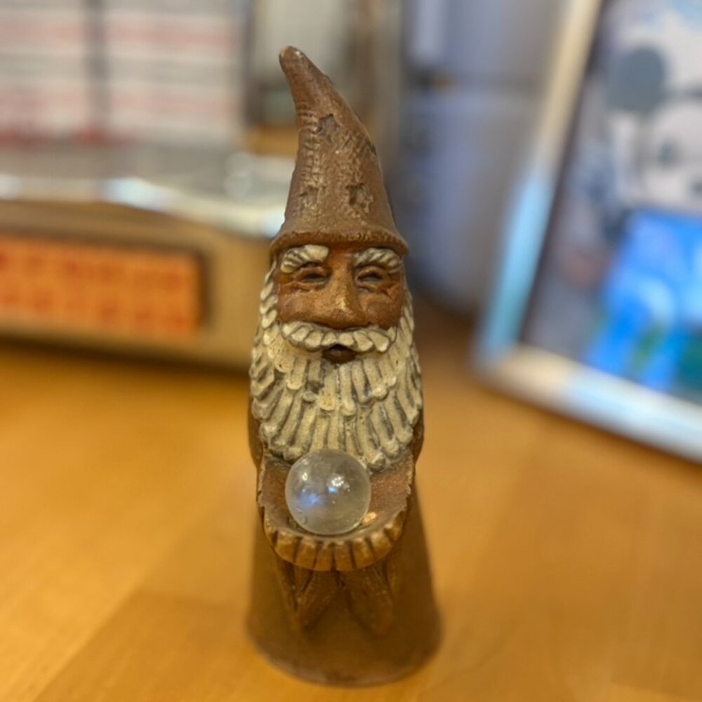 Vintage Windridge House Wizard Figurine Crystal Ball Fantasy Canadian Pottery